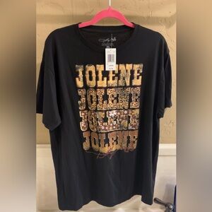 Chic Black Tee with Gold and Brown Jolene Design
